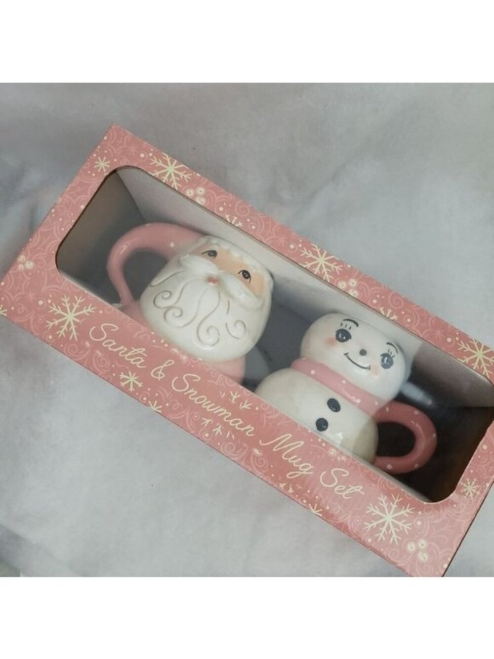 Johanna Parker Designs Ceramic Christmas Mugs Vintage Pink Set